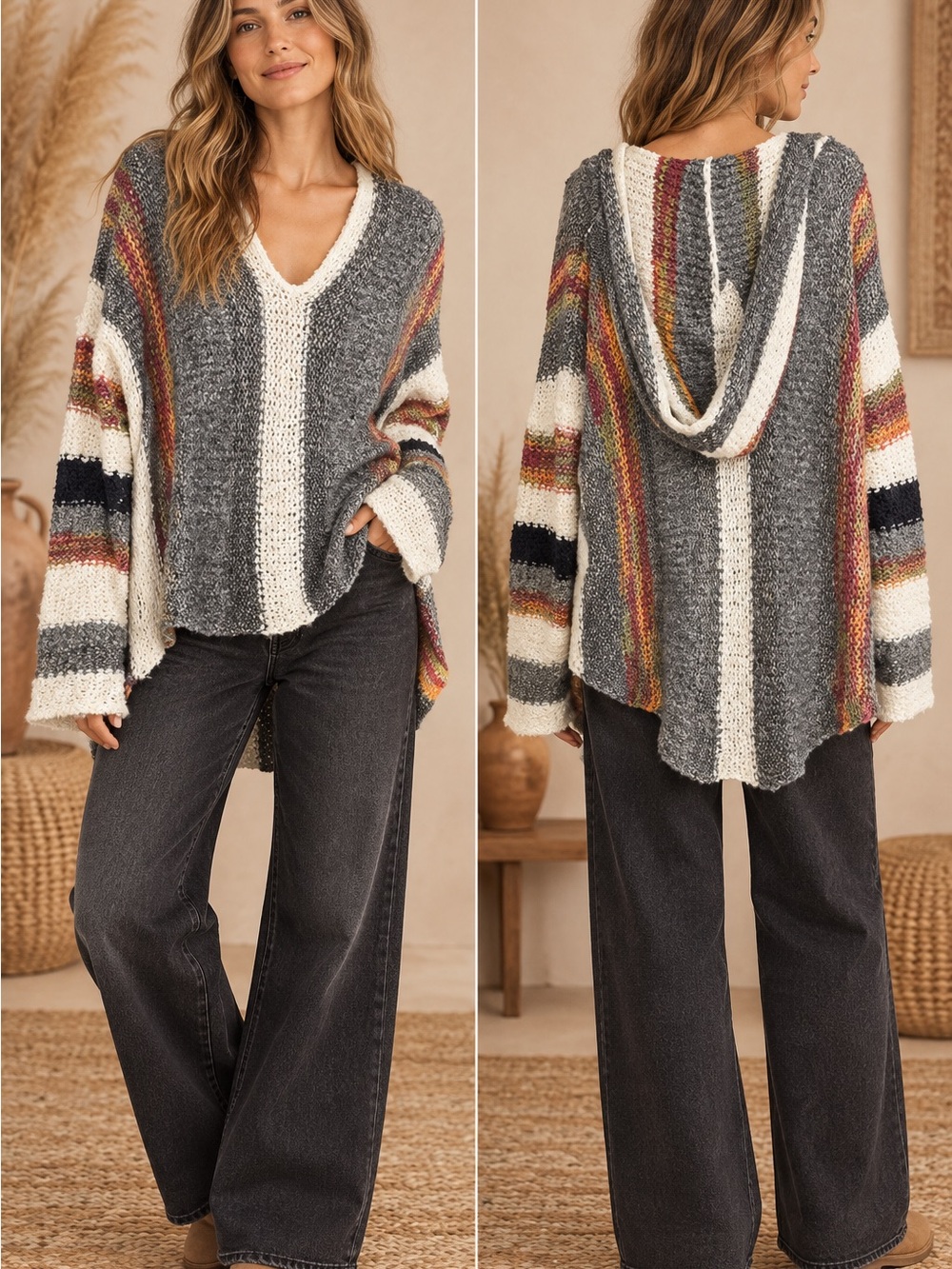 lovestitch Striped Hooded Sweater (090789) ๐ผ ๐ - Picture 1 of 3